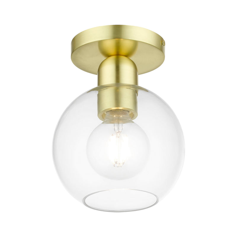 Livex Lighting 48977-12 One Light Semi-Flush Mount, Satin Brass