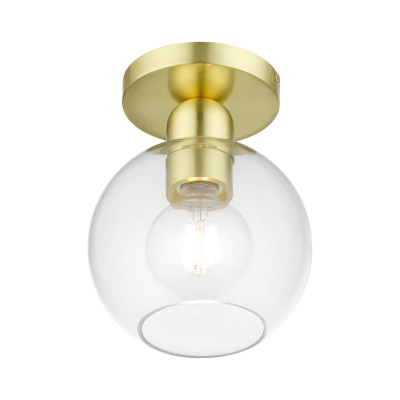 Livex Lighting 48977-12 One Light Semi-Flush Mount, Satin Brass
