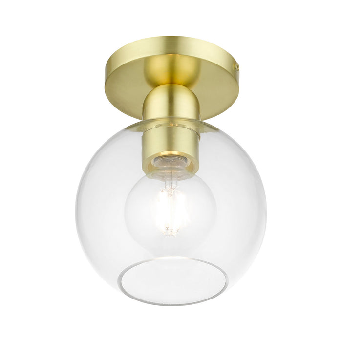 Livex Lighting 48977-12 One Light Semi-Flush Mount, Satin Brass