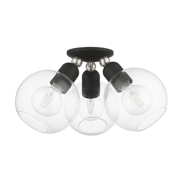 Livex Lighting 48978-04 Three Light Semi-Flush Mount, Black w/Brushed Nickel