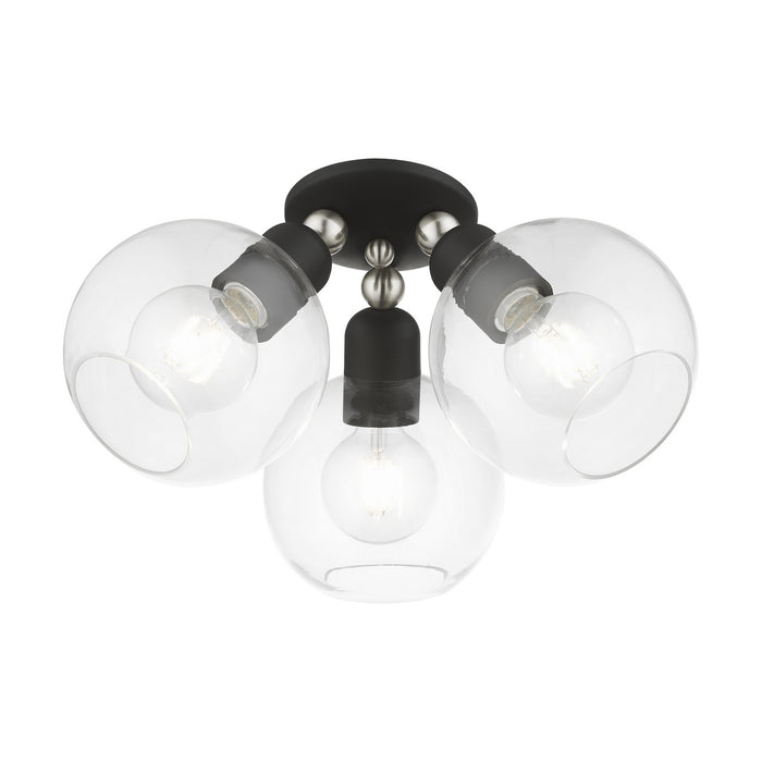 Livex Lighting 48978-04 Three Light Semi-Flush Mount, Black w/Brushed Nickel