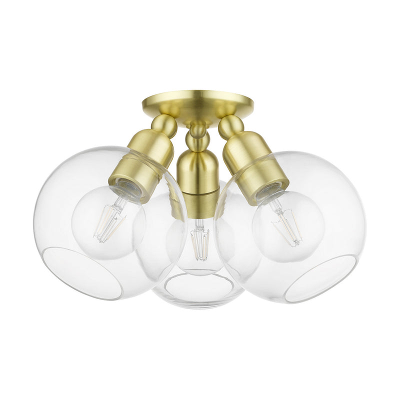 Livex Lighting 48978-12 Three Light Semi-Flush Mount, Satin Brass
