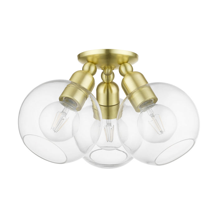 Livex Lighting 48978-12 Three Light Semi-Flush Mount, Satin Brass