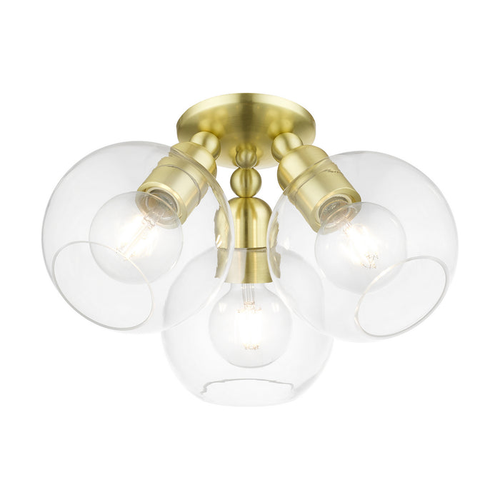 Livex Lighting 48978-12 Three Light Semi-Flush Mount, Satin Brass