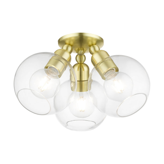 Livex Lighting 48978-12 Three Light Semi-Flush Mount, Satin Brass