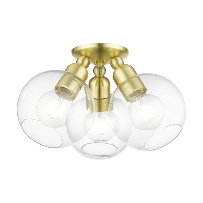 Livex Lighting 48978-12 Three Light Semi-Flush Mount, Satin Brass