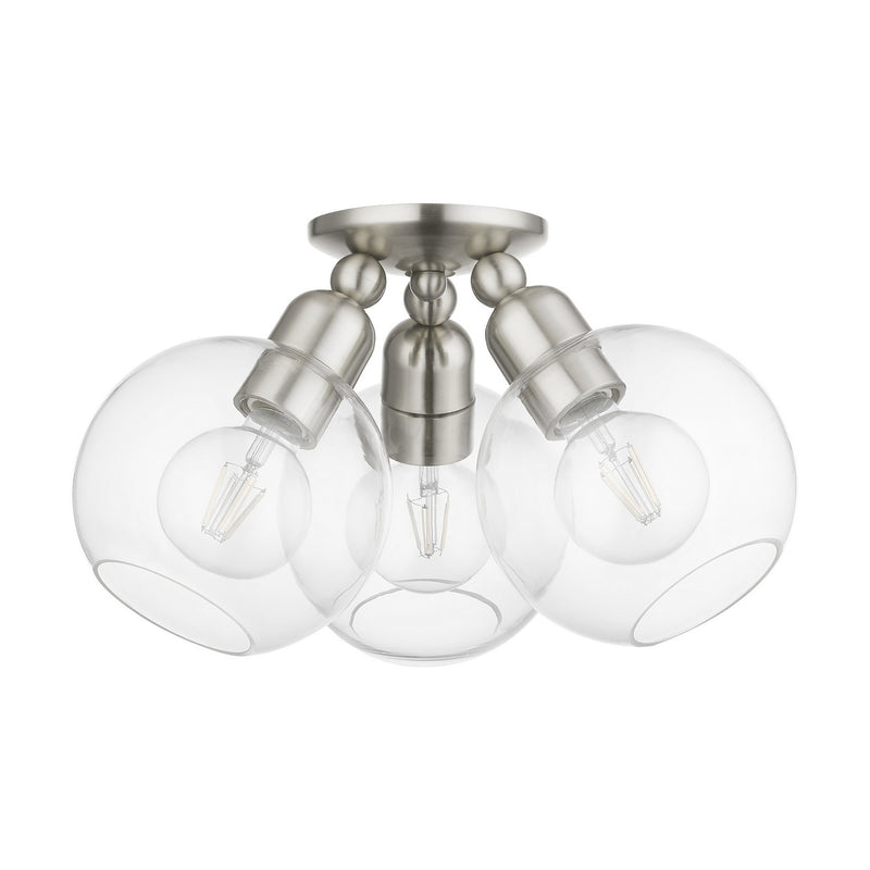 Livex Lighting 48978-91 Three Light Semi-Flush Mount, Brushed Nickel