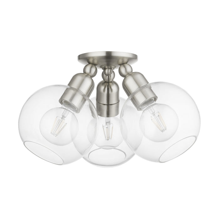 Livex Lighting 48978-91 Three Light Semi-Flush Mount, Brushed Nickel
