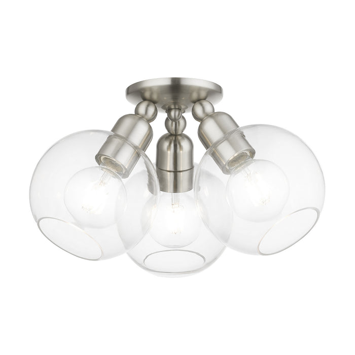 Livex Lighting 48978-91 Three Light Semi-Flush Mount, Brushed Nickel
