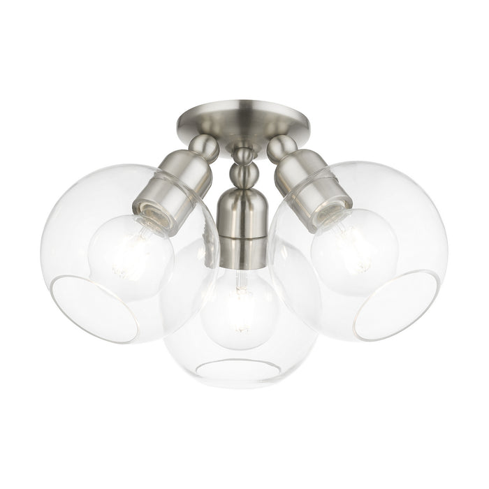 Livex Lighting 48978-91 Three Light Semi-Flush Mount, Brushed Nickel