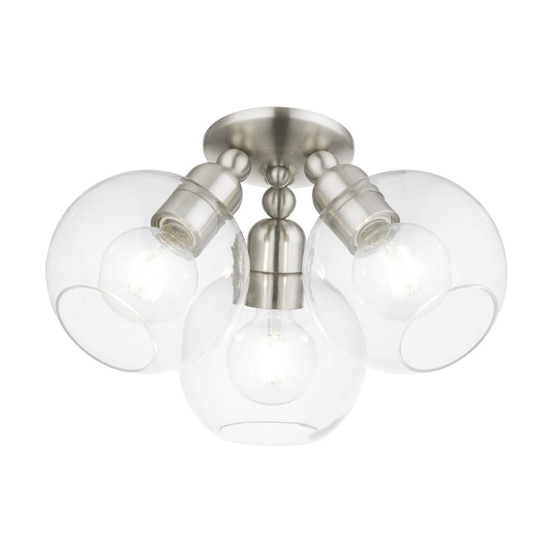 Livex Lighting 48978-91 Three Light Semi-Flush Mount, Brushed Nickel