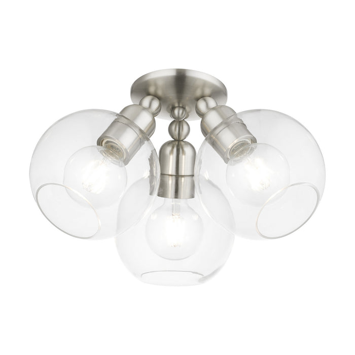 Livex Lighting 48978-91 Three Light Semi-Flush Mount, Brushed Nickel