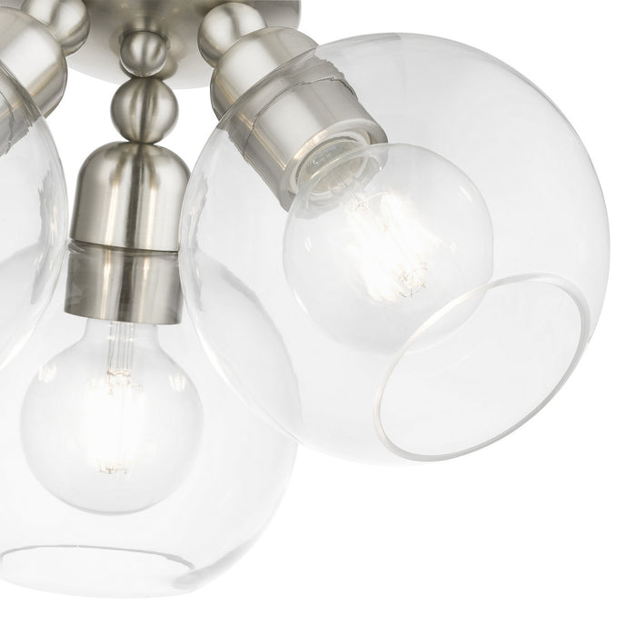 Livex Lighting 48978-91 Three Light Semi-Flush Mount, Brushed Nickel