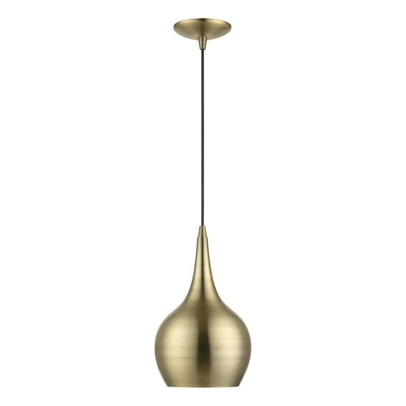Livex Lighting 49016-01 One Light Mini Pendant, Antique Brass