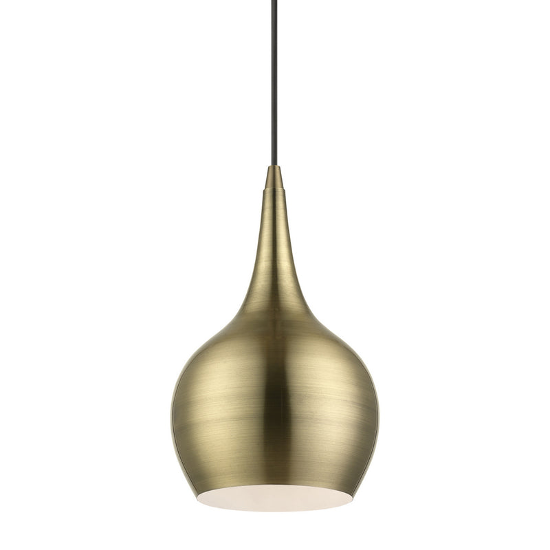 Livex Lighting 49016-01 One Light Mini Pendant, Antique Brass