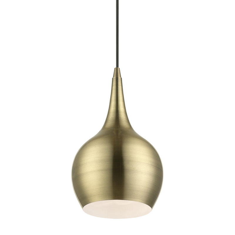 Livex Lighting 49016-01 One Light Mini Pendant, Antique Brass