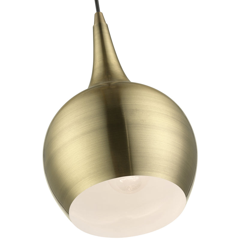 Livex Lighting 49016-01 One Light Mini Pendant, Antique Brass