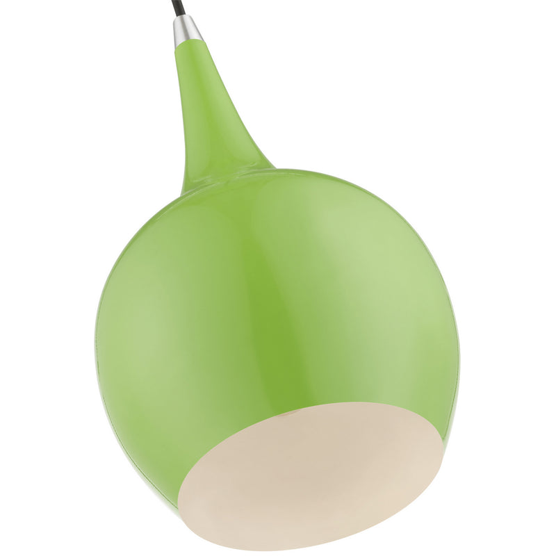Livex Lighting 49016-78 One Light Mini Pendant, Shiny Apple Green w/Polished Chrome