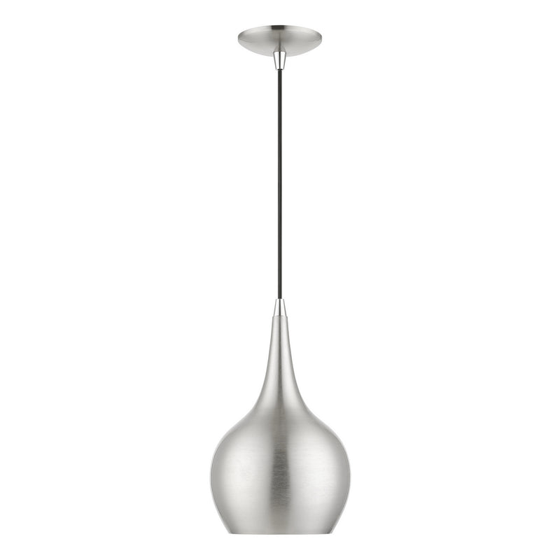 Livex Lighting 49016-91 One Light Mini Pendant, Brushed Nickel w/Polished Chrome