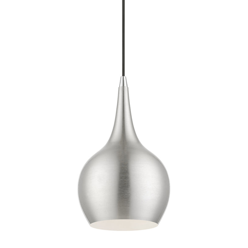 Livex Lighting 49016-91 One Light Mini Pendant, Brushed Nickel w/Polished Chrome