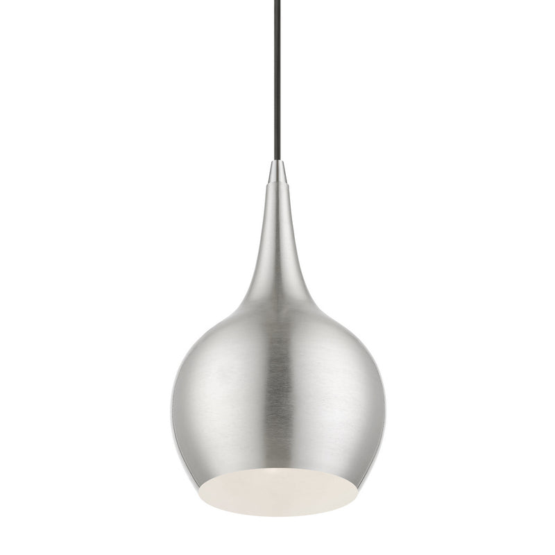 Livex Lighting 49016-91 One Light Mini Pendant, Brushed Nickel w/Polished Chrome