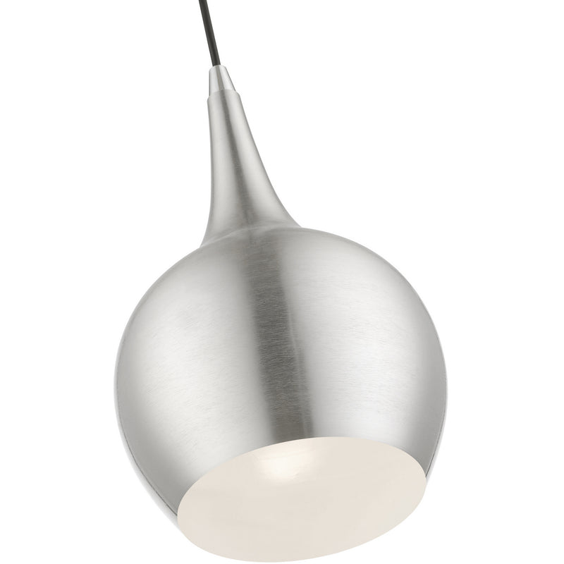 Livex Lighting 49016-91 One Light Mini Pendant, Brushed Nickel w/Polished Chrome
