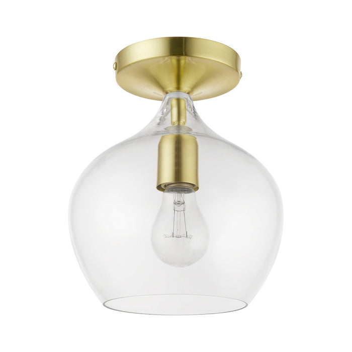 Livex Lighting 49087-12 One Light Semi-Flush Mount, Satin Brass w/Polished Brass