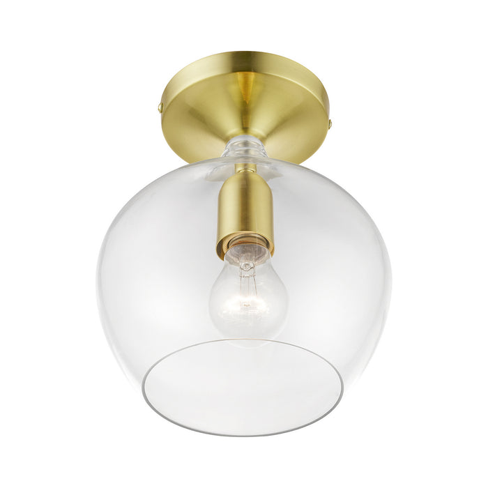 Livex Lighting 49087-12 One Light Semi-Flush Mount, Satin Brass w/Polished Brass