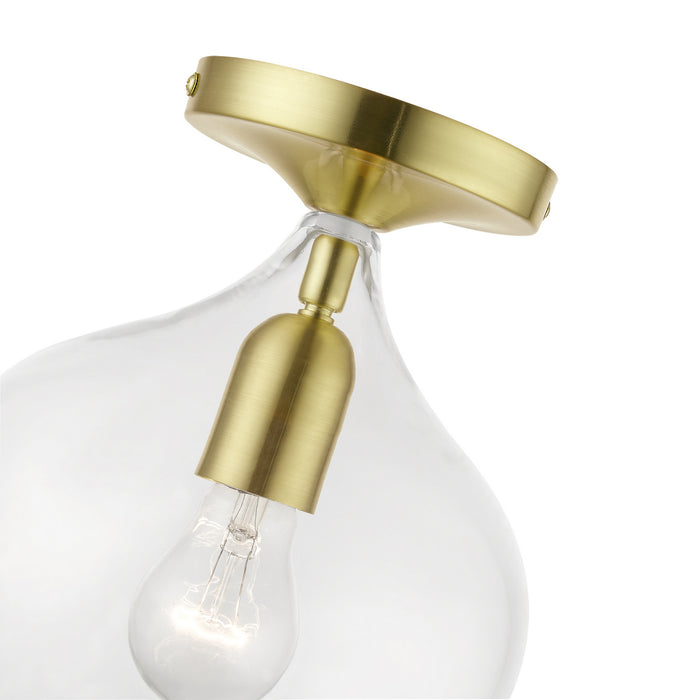 Livex Lighting 49087-12 One Light Semi-Flush Mount, Satin Brass w/Polished Brass