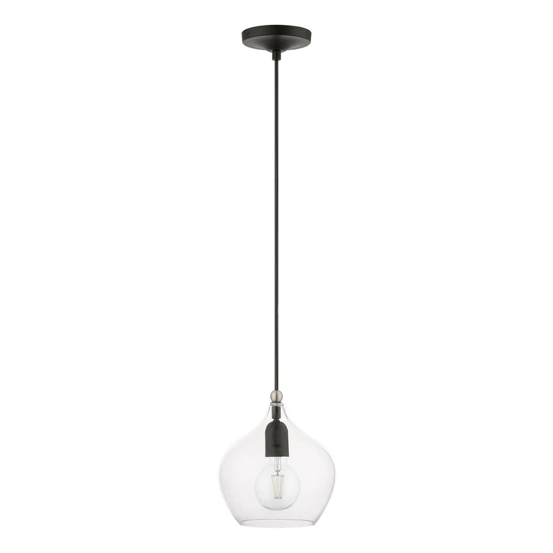 Livex Lighting 49088-04 One Light Pendant, Black w/Brushed Nickel