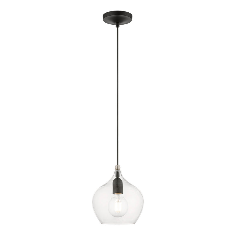 Livex Lighting 49088-04 One Light Pendant, Black w/Brushed Nickel