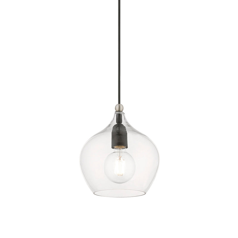 Livex Lighting 49088-04 One Light Pendant, Black w/Brushed Nickel
