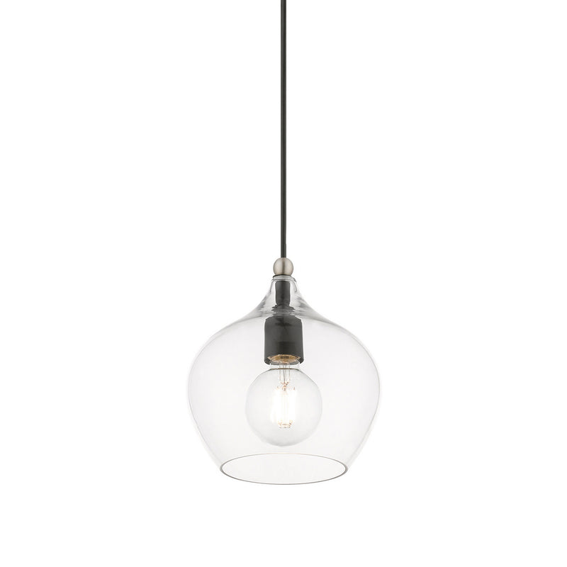 Livex Lighting 49088-04 One Light Pendant, Black w/Brushed Nickel