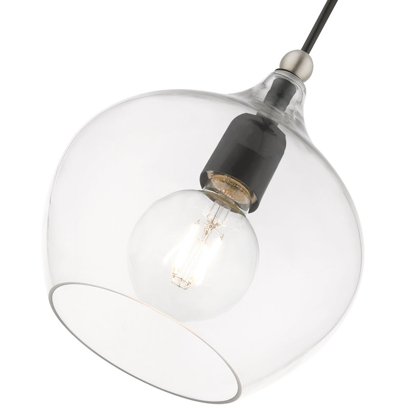 Livex Lighting 49088-04 One Light Pendant, Black w/Brushed Nickel
