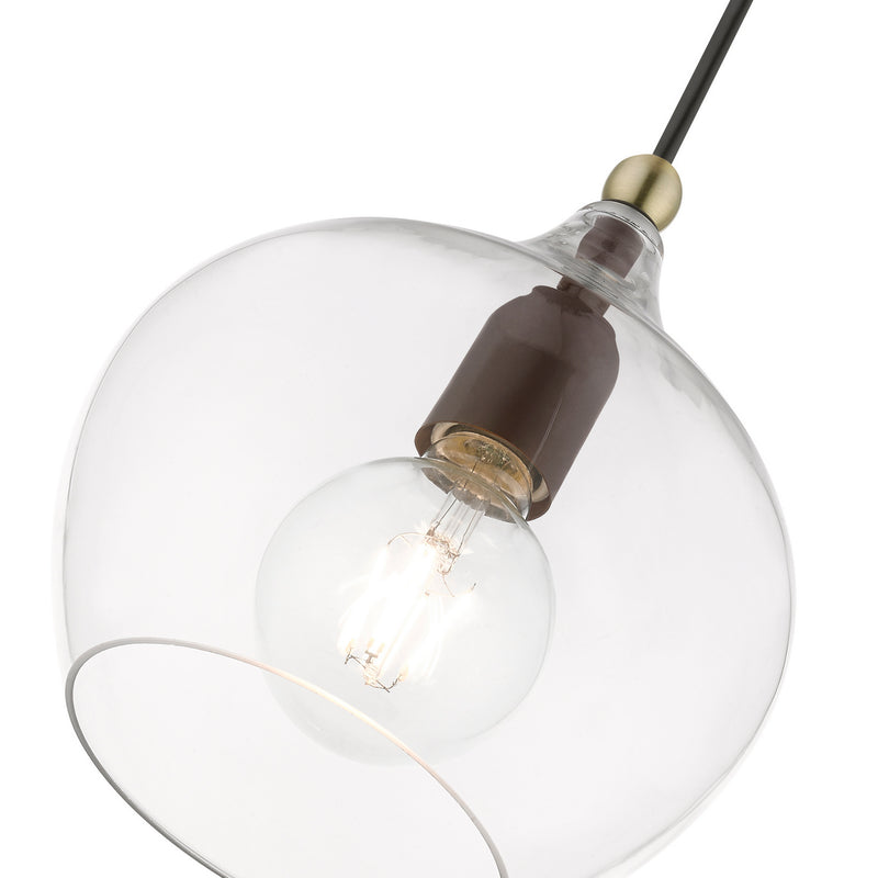 Livex Lighting 49088-07 One Light Pendant, Bronze w/Antique Brass
