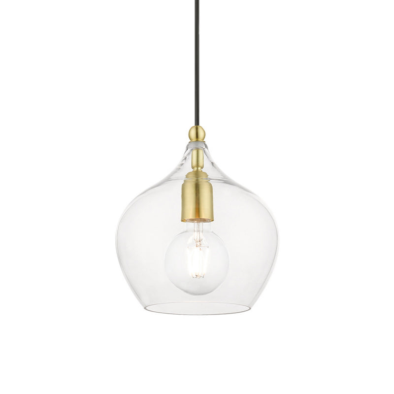 Livex Lighting 49088-12 One Light Pendant, Satin Brass w/Polished Brass