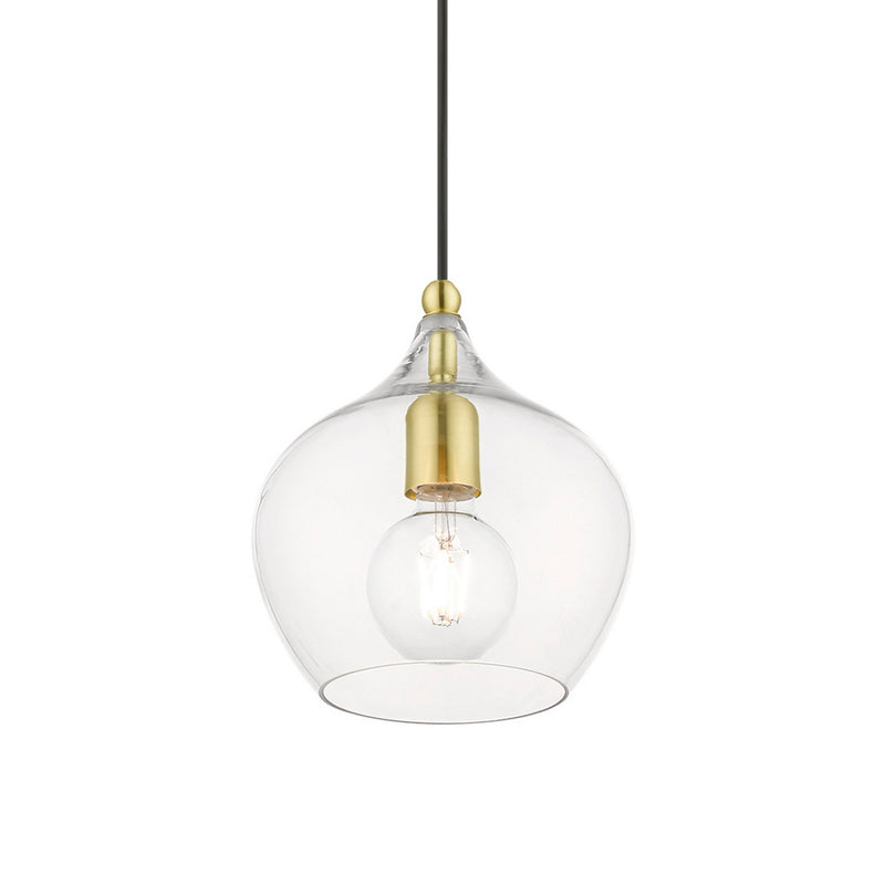 Livex Lighting 49088-12 One Light Pendant, Satin Brass w/Polished Brass