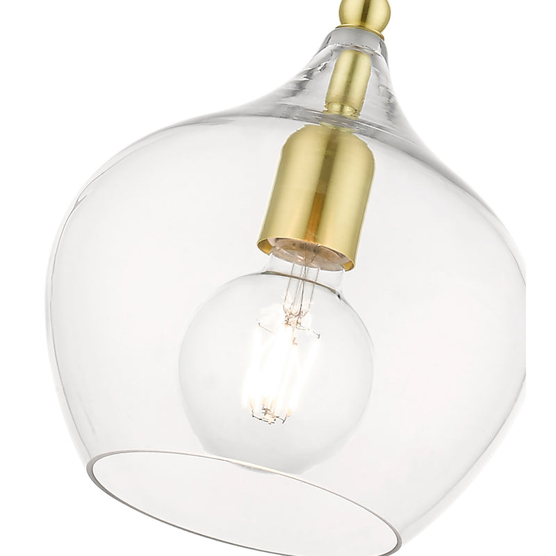 Livex Lighting 49088-12 One Light Pendant, Satin Brass w/Polished Brass