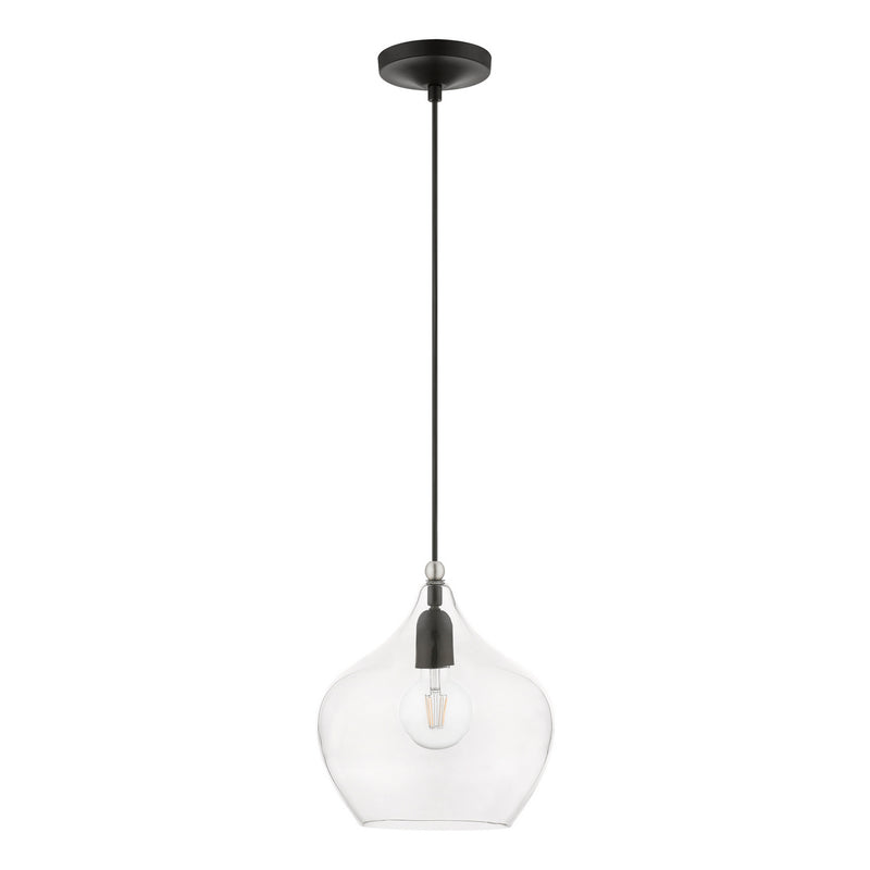 Livex Lighting 49093-04 One Light Pendant, Black w/Brushed Nickel