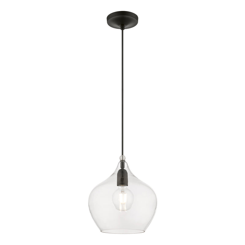 Livex Lighting 49093-04 One Light Pendant, Black w/Brushed Nickel