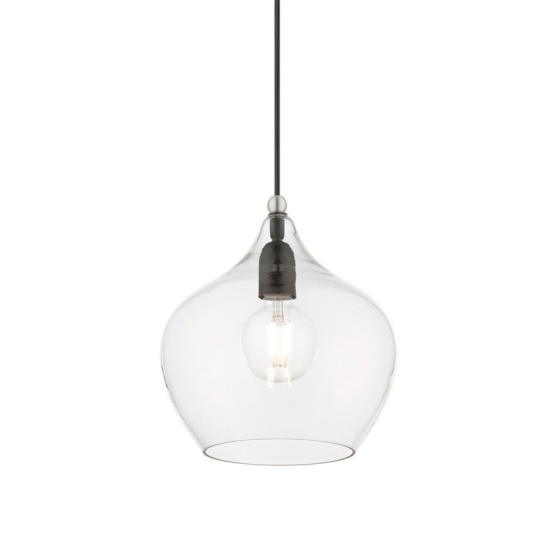 Livex Lighting 49093-04 One Light Pendant, Black w/Brushed Nickel