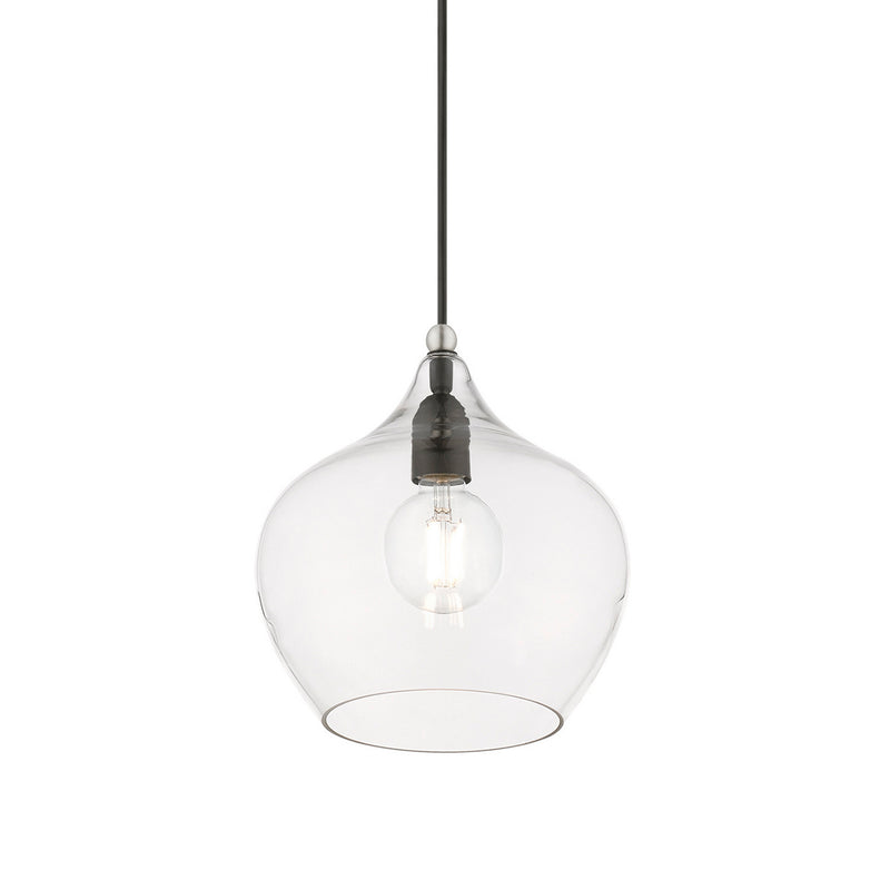 Livex Lighting 49093-04 One Light Pendant, Black w/Brushed Nickel