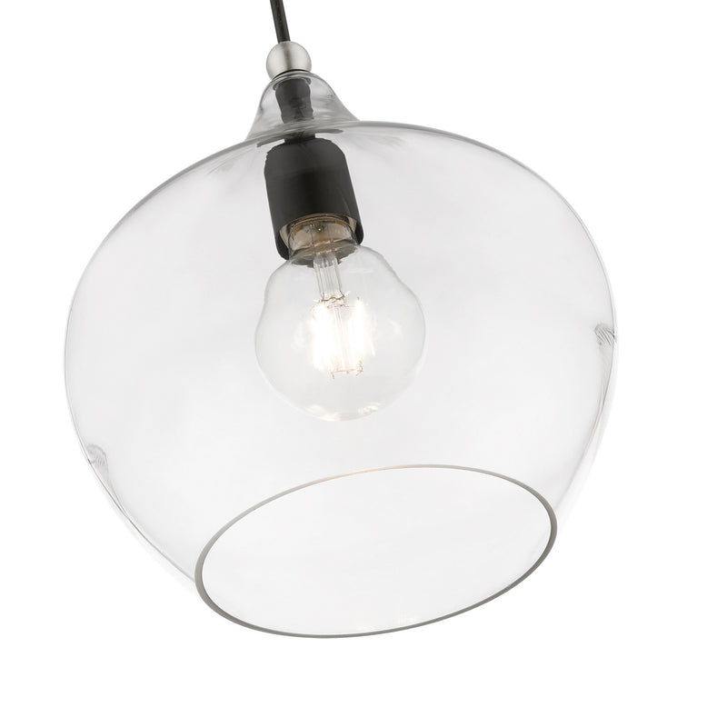 Livex Lighting 49093-04 One Light Pendant, Black w/Brushed Nickel
