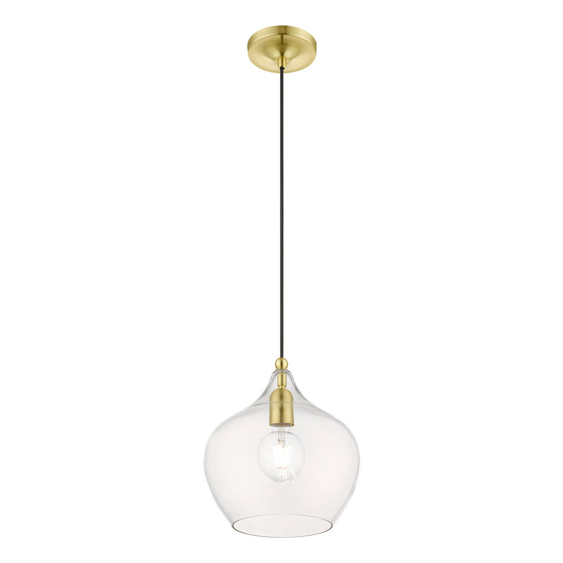 Livex Lighting 49093-12 One Light Pendant, Satin Brass w/Polished Brass