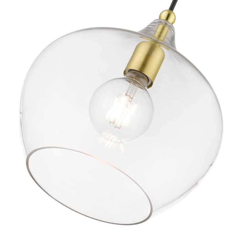 Livex Lighting 49093-12 One Light Pendant, Satin Brass w/Polished Brass