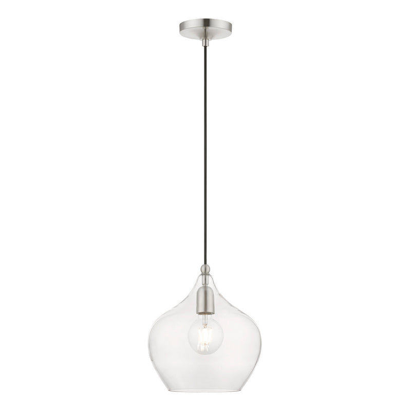 Livex Lighting 49093-91 One Light Pendant, Brushed Nickel