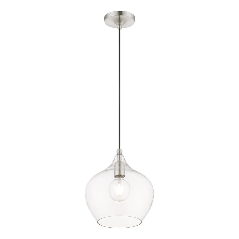 Livex Lighting 49093-91 One Light Pendant, Brushed Nickel