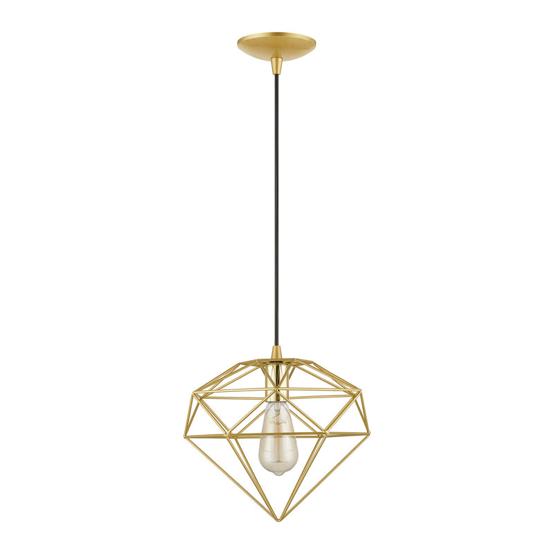 Livex Lighting 49152-33 One Light Pendant, Soft Gold w/Polished Brass