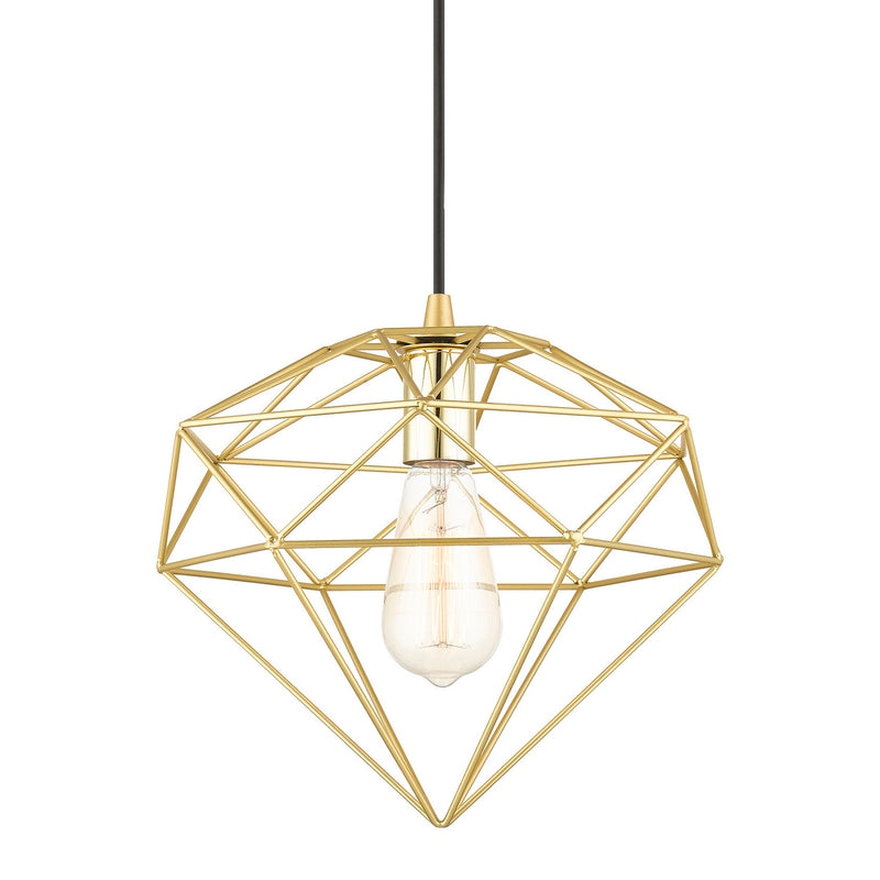 Livex Lighting 49152-33 One Light Pendant, Soft Gold w/Polished Brass