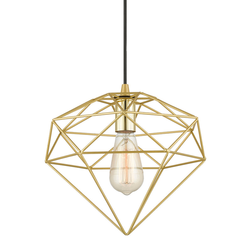 Livex Lighting 49152-33 One Light Pendant, Soft Gold w/Polished Brass